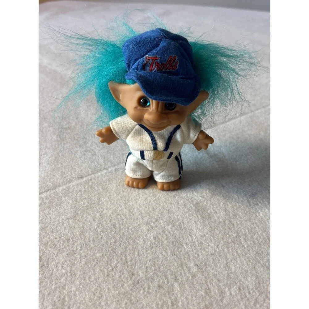 Vintage Ace Novelty Trolls Doll Blue Hair Baseball Cap Sport Outfit